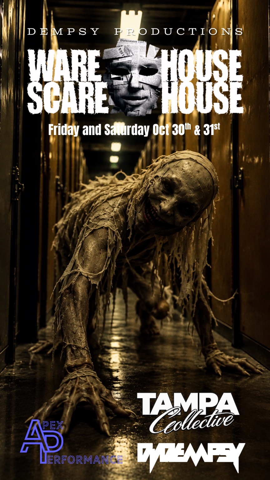 Warehouse Scarehouse event flyer